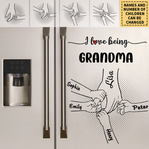 Personalized Decal/Sticker-I Love Being Grandma/Mom I Love You Sign Hand Holding With Grandkid Names  For Grandma/mom