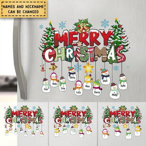 Merry Christmas Custom Snowman Kids - Personalized Decal For Grandma/Mom