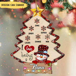 Christmas Pine Tree Snowman Nana&Mom Kids, I love Being A Grandma Personalized Ornament