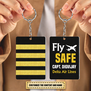 Fly Safe Personalized Keychain Gift For Pilot