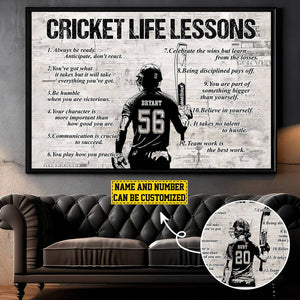 Personalized Cricket Life Lessons Poster-Gift For Cricket Lovers