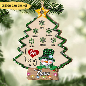 Christmas Pine Tree Snowman Nana&Mom Kids, I love Being A Grandma Personalized Ornament