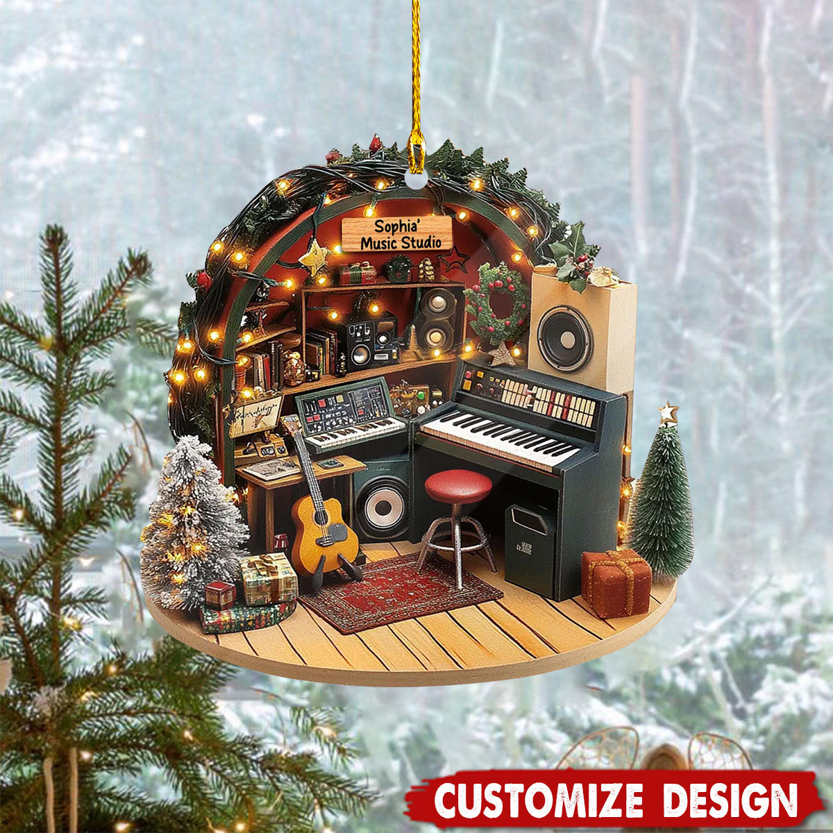 Personalized Music Studio Christmas Ornament Gift For Music Lover2024