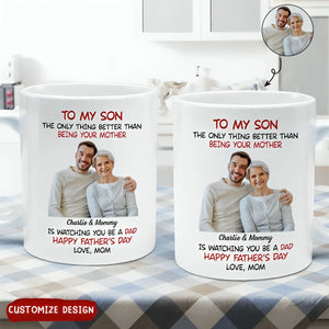 To My Son From Mom Happy Father‘s Day Photo Insert Personalized Mug