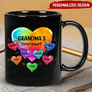 Colorful Heart Grandma Auntie Mom Sweet Heart Kids Personalized Mug