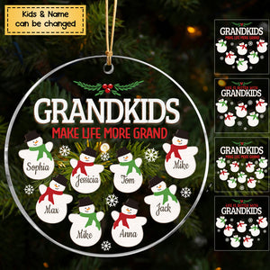 Grandkids Make Life More Grand - Family Personalized Acrylic Ornament - Christmas Gift For Grandma