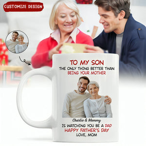 To My Son From Mom Happy Father‘s Day Photo Insert Personalized Mug