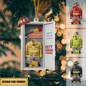 Firefighter Equipment Locker, Personalized Acrylic Ornament