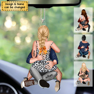 Couple Hugging - Personalized Acrylic Car Ornament - Couple Gift