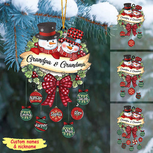 Snowman Grandpa & Grandma Mom & Dad Christmas Ball Kids Personalized Ornament