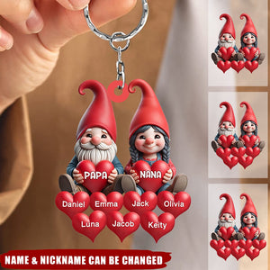 Couple Grandma Grandpa With Sweat heart Kid Personalized Acrylic Keychain