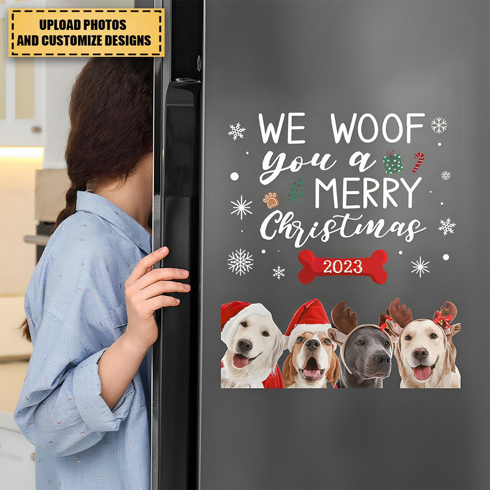 We Woof You A Merry Christmas Dogs - Personalized Photo Decal - comxon