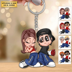 Y2K Couple Personalized Acrylic Keychain, Gift For Couples