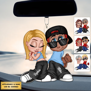 Y2K Couple Personalized Acrylic Car Hanging Ornament, Gift For Couples