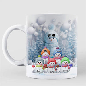 Christmas Blue Vibe Snowman Grandma Mom Colorful Kids Personalized Mug