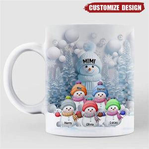 Christmas Blue Vibe Snowman Grandma Mom Colorful Kids Personalized Mug