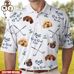 Best Dog Dad By Par - Personalized Photo Polo Shirt