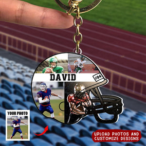 Custom Football Photo Keychain, Photo Keychain, Football Gift