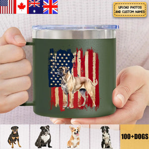 Personalized dog flag printed 14oz Stainless Steel Tumbler gift for dog lovers