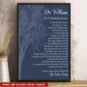 Appreciation Poster Canvas Personalized Gift For Family Doctor