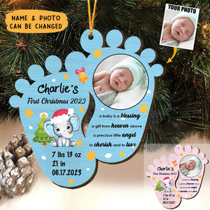 Baby Blessing Keepsake Newborn First Christmas, Personalized Wood Ornament, Christmas Gift