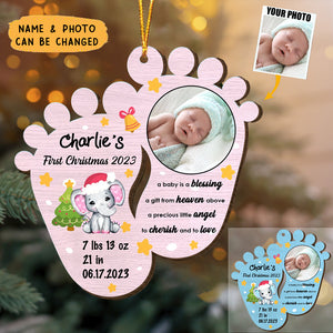 Baby Blessing Keepsake Newborn First Christmas, Personalized Wood Ornament, Christmas Gift