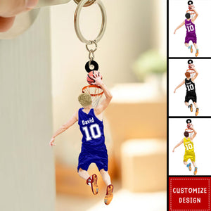 Personalized Basketball Player Jumping Dunking Keychain-Gift For Basketball Lovers