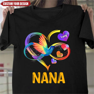 Personalized Grandma Infinity Hummingbird Rainbow Shirt - Gift Idea For Grandma / Mother