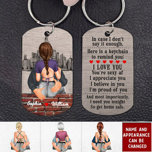 I Need You Tonight So Get Home Safe-Personalized Couple Hugging Stainless Steel Keychain- Couple Gift