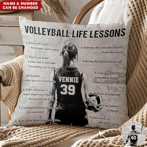 Personalized Volleyball Life Lessons Pillow-Gift For Volleyball Lovers