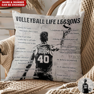 Personalized Volleyball Life Lessons Pillow-Gift For Volleyball Lovers