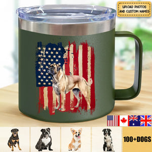 Personalized dog flag printed 14oz Stainless Steel Tumbler gift for dog lovers