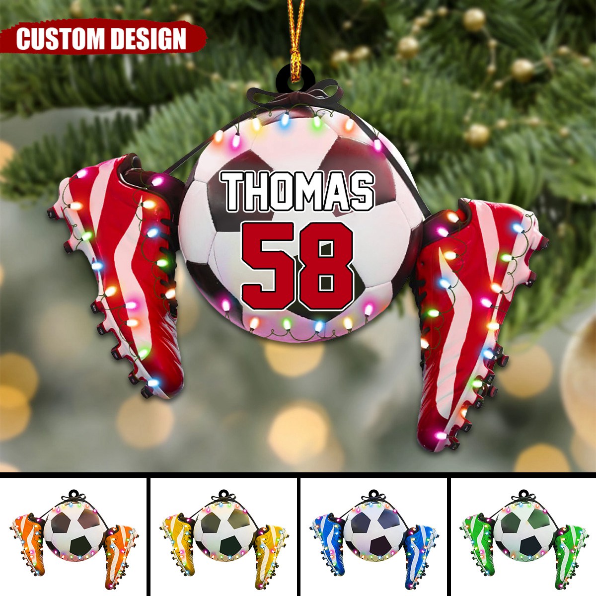 Personalized Soccer With Shoes Christmas Ornament, Gift For Soccer Pla