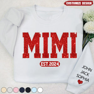 Personalized Glitter Custom Name Mimi Nana Grandma Est And Kids Sweatshirt