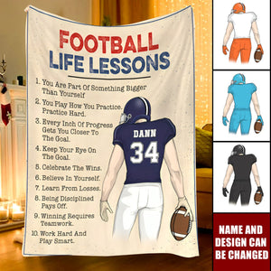 American Football Life Lessons Custom Blanket Gift For Football Player - Personalized Gifts For Football Lovers