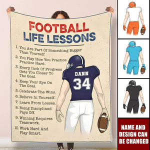 American Football Life Lessons Custom Blanket Gift For Football Player - Personalized Gifts For Football Lovers