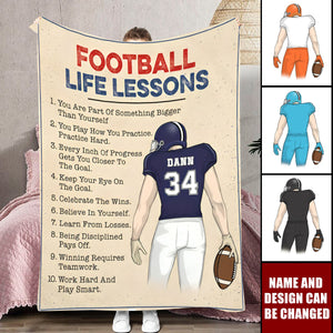 American Football Life Lessons Custom Blanket Gift For Football Player - Personalized Gifts For Football Lovers