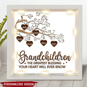 Gifts For Grandma From Granddaughter, Grandson - Nana Gifts Personalized Light Up Shadow Box