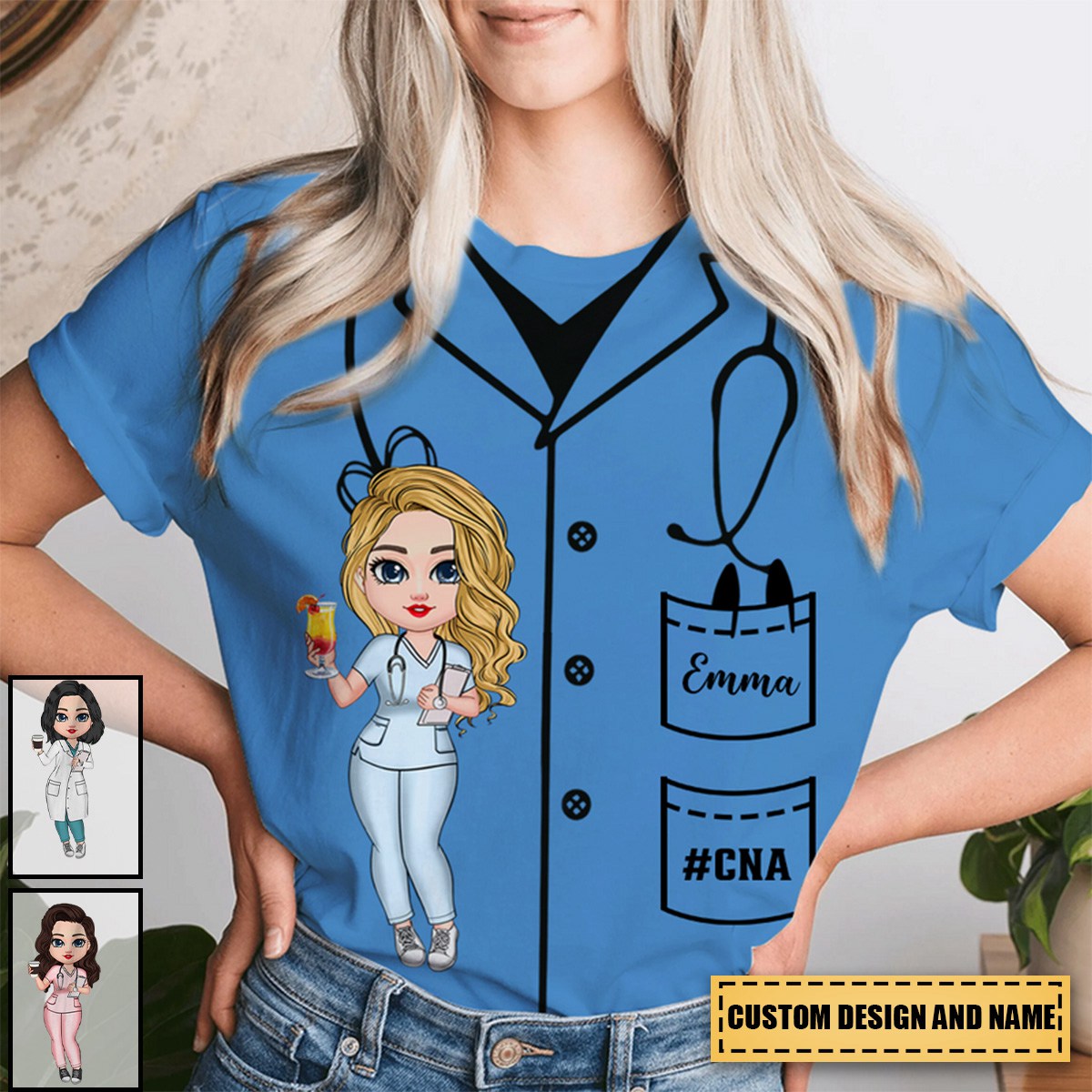 Blouse Nurse Pattern Doll Nurse Personalized T-shirt