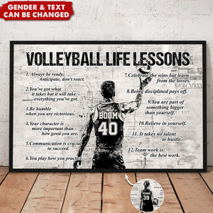 Personalized Volleyball Life Lessons Poster - Gift For Volleyball Lovers