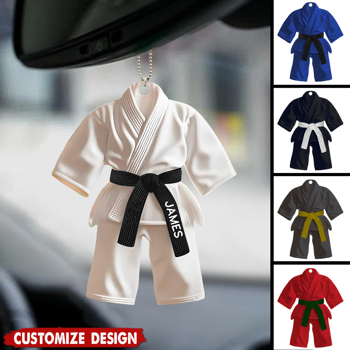 Jiu-Jitsu,Karate Gift - Personalized Black Belt Car Ornament