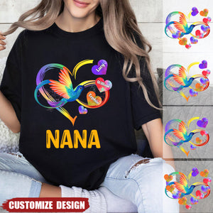 Personalized Grandma Infinity Hummingbird Rainbow Shirt - Gift Idea For Grandma / Mother