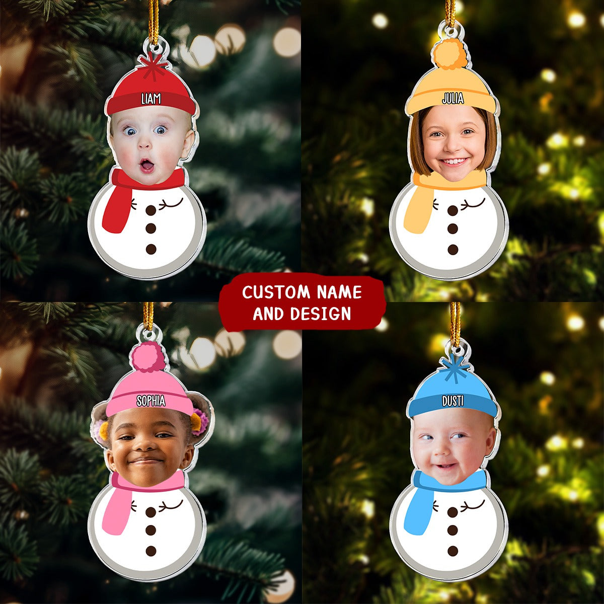 2024 New Release - Christmas Snowman With Kids - Personalized Acrylic Photo Ornament