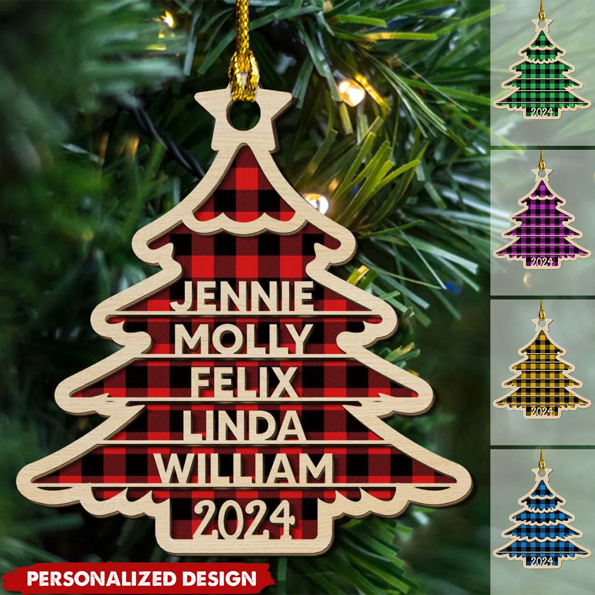 2024 New Release Family Name Christmas Tree-Personalized Wood Ornament