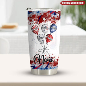 4th July Grandma Auntie Mom Little Balloon Kids American Flag Pattern Personalized Tumbler