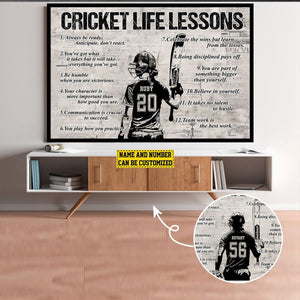 Personalized Cricket Life Lessons Poster-Gift For Cricket Lovers