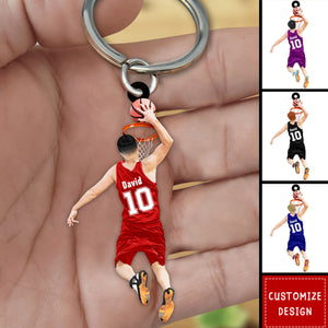 Personalized Basketball Player Jumping Dunking Keychain-Gift For Basketball Lovers