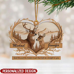 Personalized Deer Love Mountains Ornament - Gift For Couple, 2024 New Release Christmas Gift