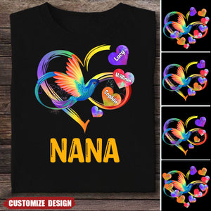 Personalized Grandma Infinity Hummingbird Rainbow Shirt - Gift Idea For Grandma / Mother