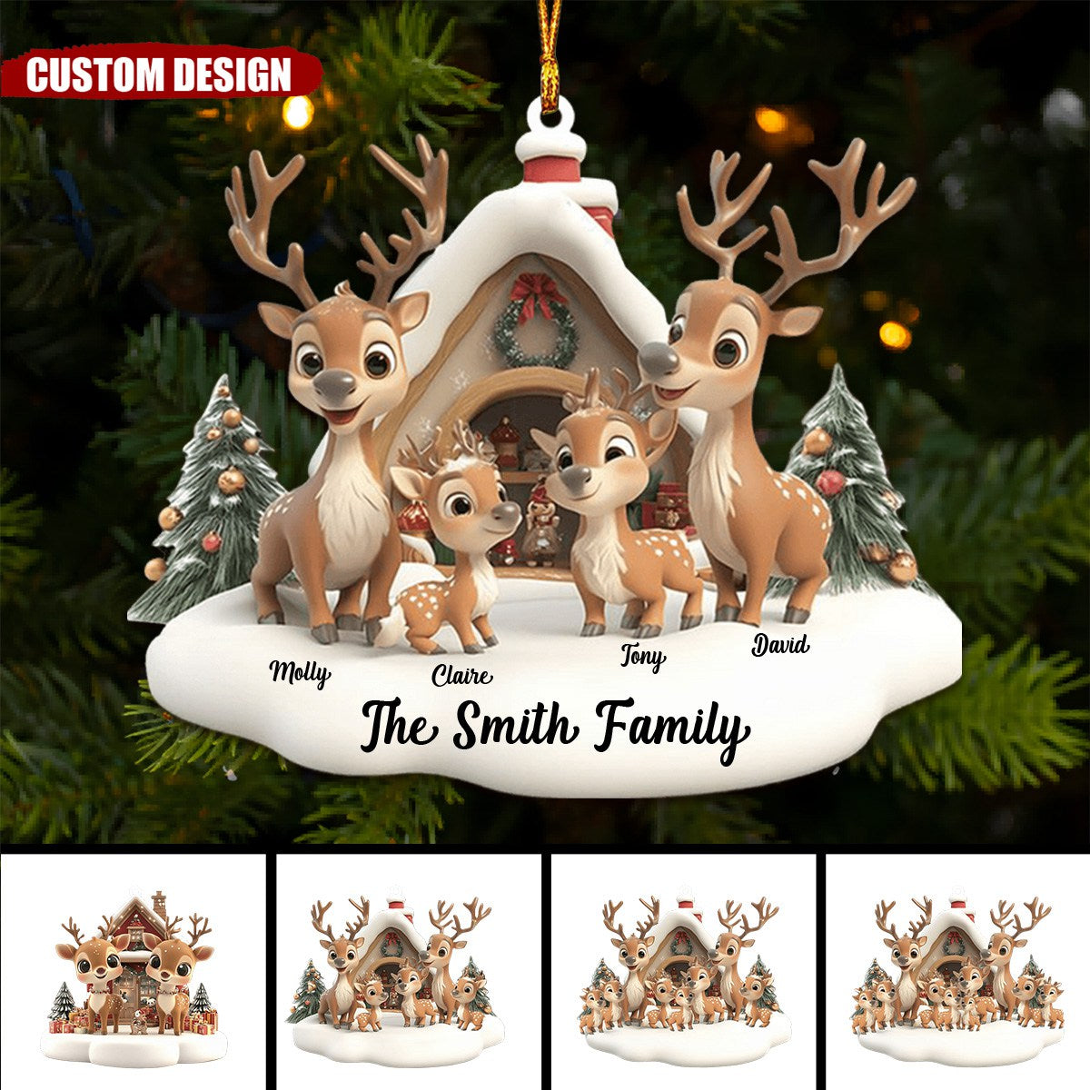 Personalized Reindeer Family Ornament-2024 New Release